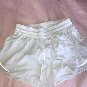 White Lululemon hotty hot shorts